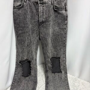 We the Free High Rise wide leg Black denim distressed jean size 30